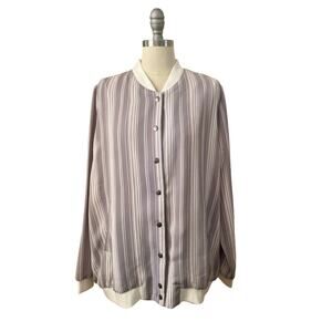 Fiora Blue FB Women's Light Jacket Size 6 Satin Purple Striped NWOT
